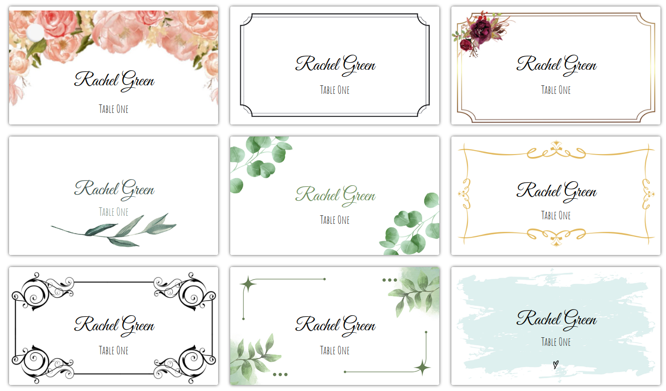 Place card designs