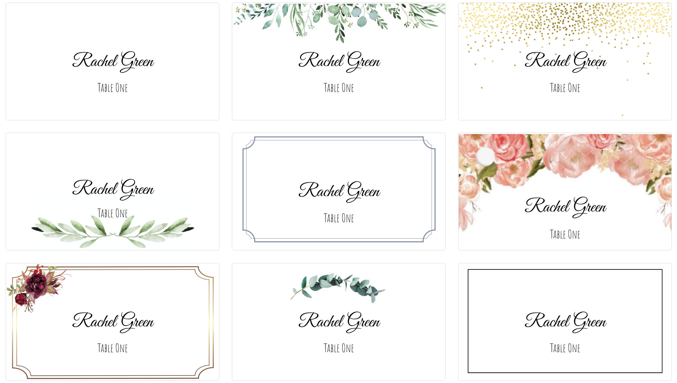 Place Card Me - A Free and Easy Printable Place Card Maker for Within Place Card Template 6 Per Sheet